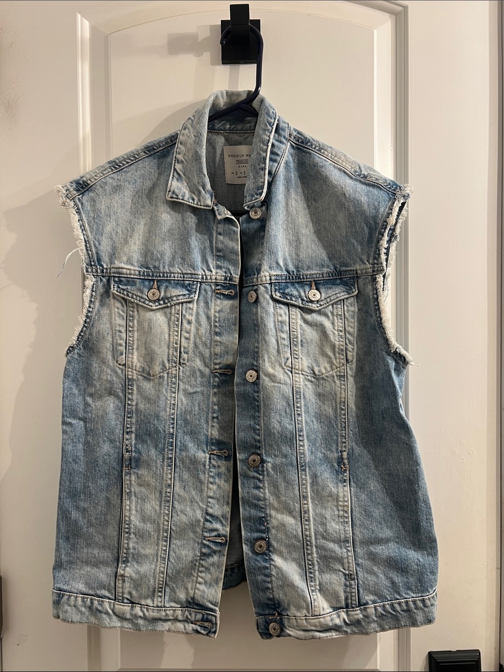 Zara Light Blue Denim Button-Up Vest